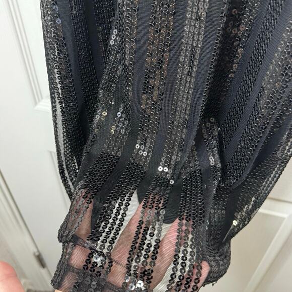 VTG Rampage Halter Sequin Little Black Dress Women’s Large Peekaboo Back Y2K - Picture 6 of 13